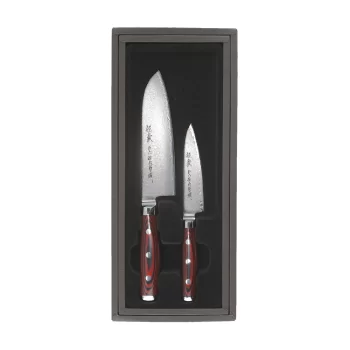 YAXELL SUPER GOU | 2 peilių rinkinys | SANTOKU ir UTILITY | 161 sluoksnio SG2 Damasko plienas