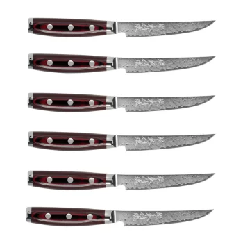 YAXELL SUPER GOU | 6 peilių rinkinys | STEAK | 161 sluoksnio SG2 Damasko plieno