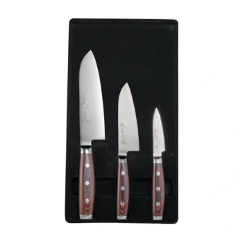 YAXELL RAN | 3 dalių rinkinys | SANTOKU, mažas SANTOKU ir PARING | 161 sluoksnio SG2 Damasko plienas